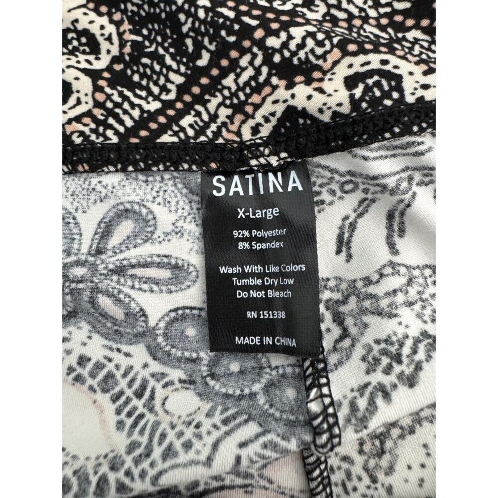 Satina Black And‎ Cream High Waisted Flare Wide Leg Printed Palazzo Pants XLarge - Picture 3 of 9